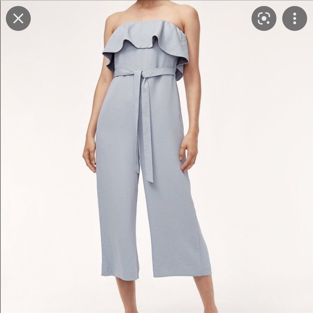 Aritzia babaton baby blue flutter jumpsuit